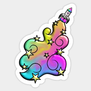 Rocket Rainbows 3D Sticker